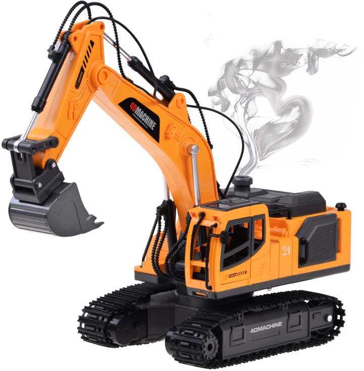 Jokomisiada Remote-Controlled Excavator + Bucket Grab Hydraulic Breaker Smoke Sound Lights RC0792