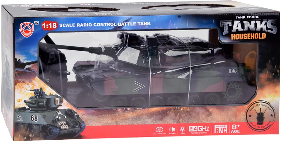 Jokomisiada Remote-Controlled RC Abrams M1A1 Tank Smoke Sound Lights 45 cm RC0770