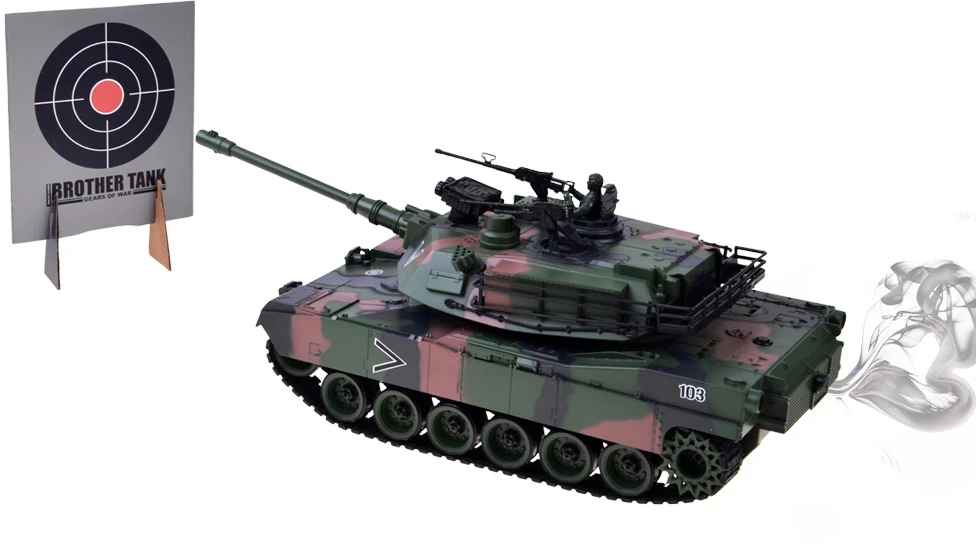 Jokomisiada Remote-Controlled RC Abrams M1A1 Tank Smoke Sound Lights 45 cm RC0770