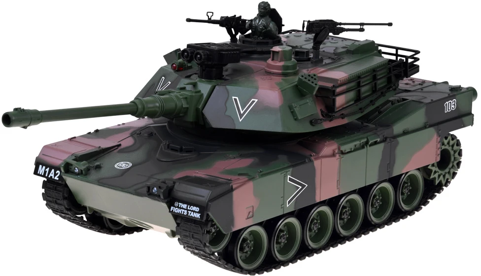 Jokomisiada Remote-Controlled RC Abrams M1A1 Tank Smoke Sound Lights 45 cm RC0770