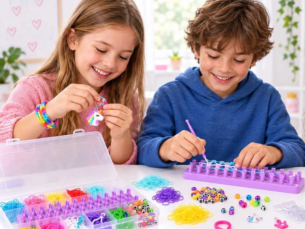 Jokomisiada Rubber Band Bracelet Making Kit 1800 Pieces Loom Beads Letter Beads ZA6386