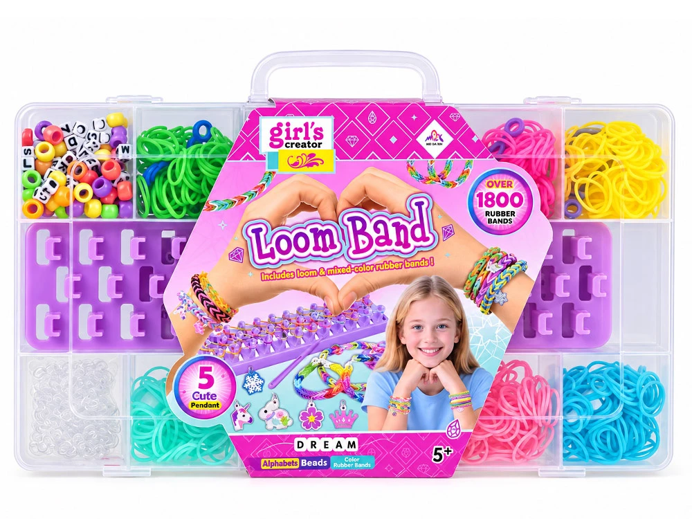 Jokomisiada Rubber Band Bracelet Making Kit 1800 Pieces Loom Beads Letter Beads ZA6386