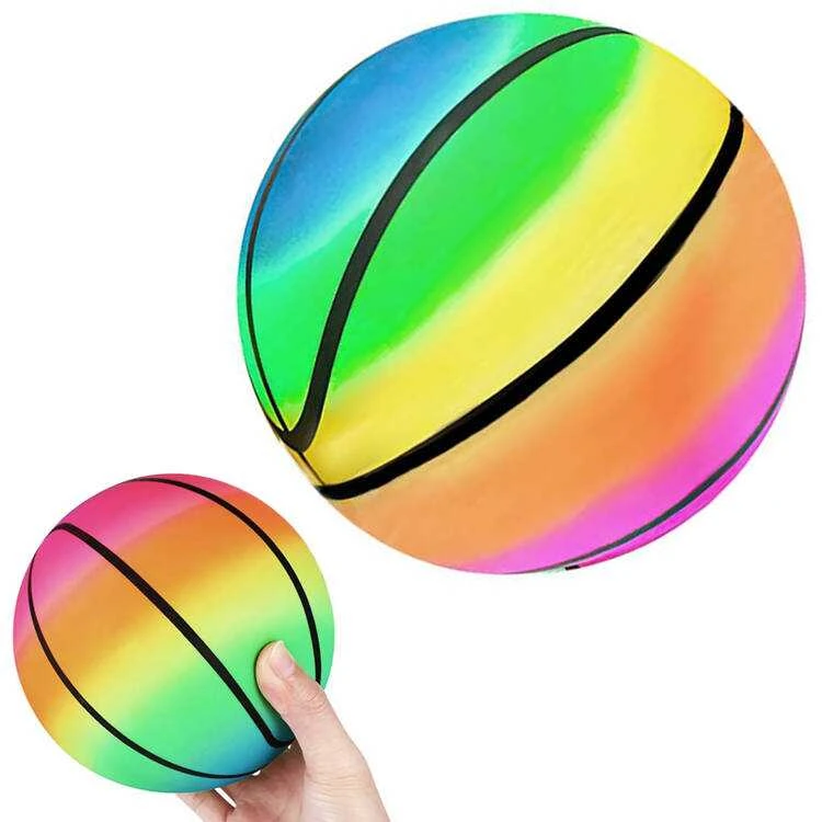 Jokomisiada Guminis spalvingas vaivorykštinis lengvas linksmas žaidimo kamuolys 9" 23 cm vaikams SP0794