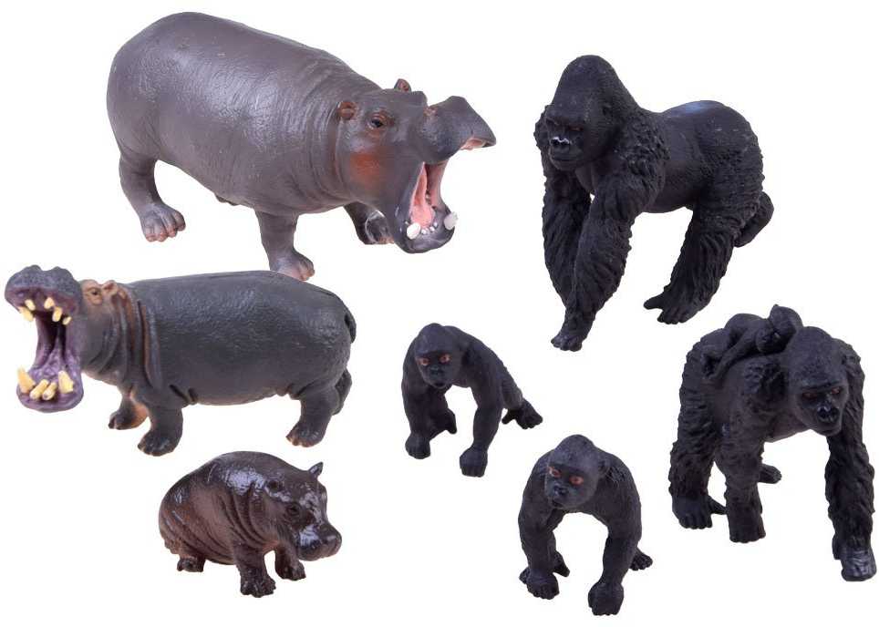Jokomisiada Gyvūnų rinkinys Safari Hippo Gorilla