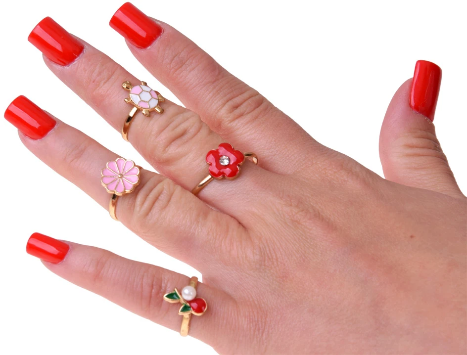 Jokomisiada Set of rings for girls, 36 pieces. Jewelry in a box ZA6586