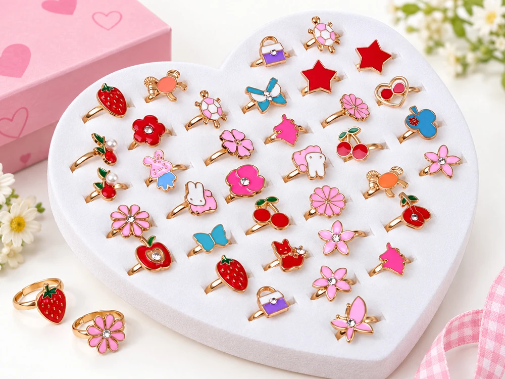 Jokomisiada Set of rings for girls, 36 pieces. Jewelry in a box ZA6586