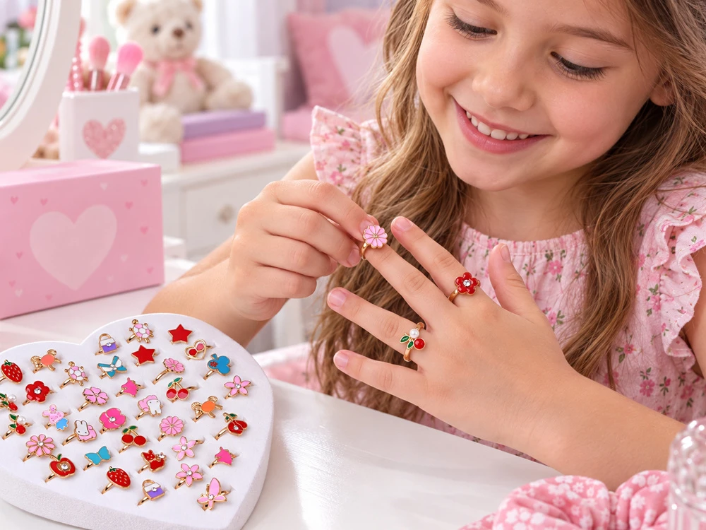 Jokomisiada Set of rings for girls, 36 pieces. Jewelry in a box ZA6586