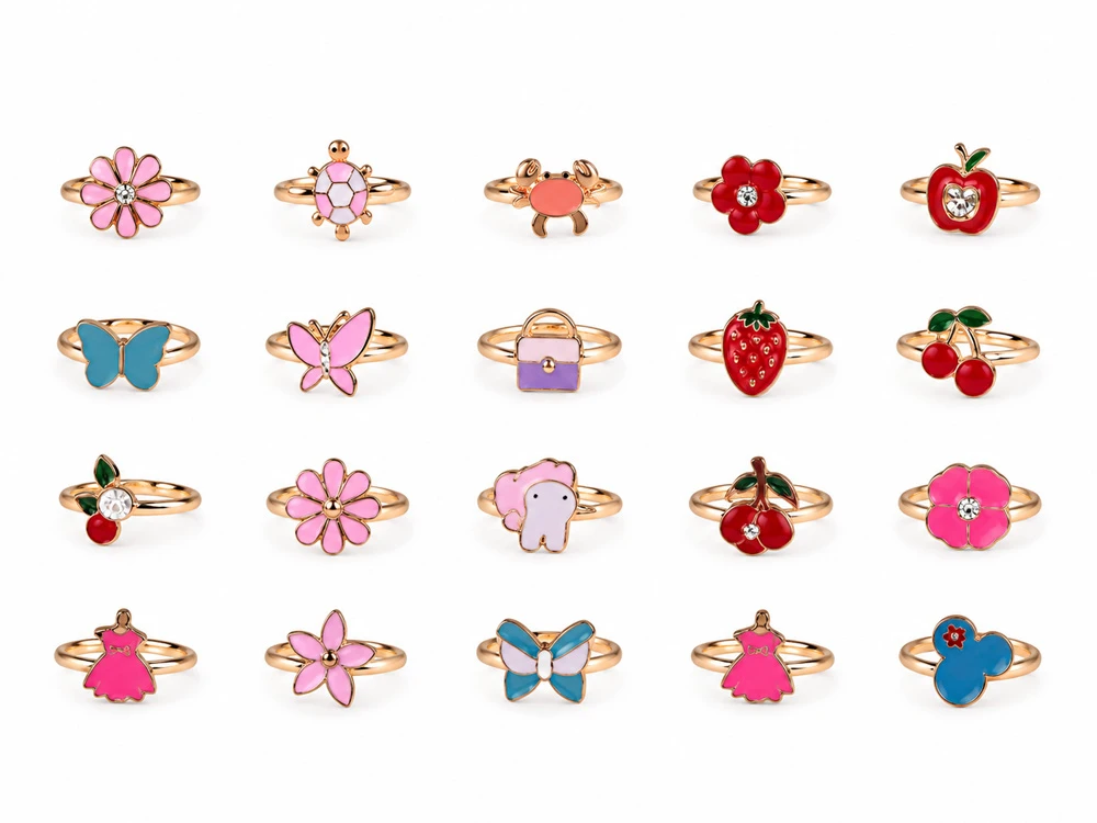 Jokomisiada Set of rings for girls, 36 pieces. Jewelry in a box ZA6586