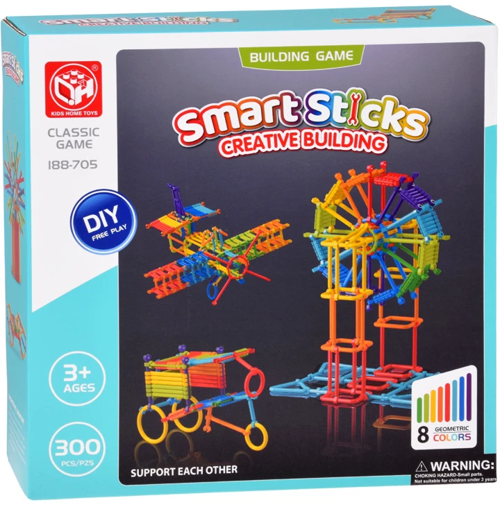 Jokomisiada Smart Sticks Construction Set with Sticks and Connectors, 300 Pieces ZA6325