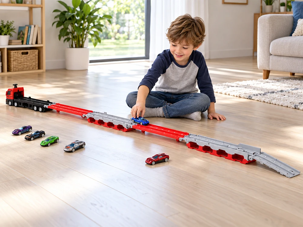 Jokomisiada TIR transporter trailer, foldable, 200 cm + 6 cars, two-level construction, ZA6587