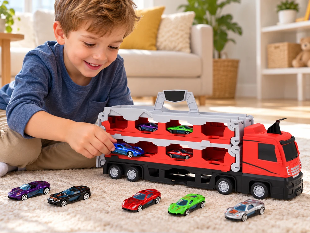 Jokomisiada TIR transporter trailer, foldable, 200 cm + 6 cars, two-level construction, ZA6587
