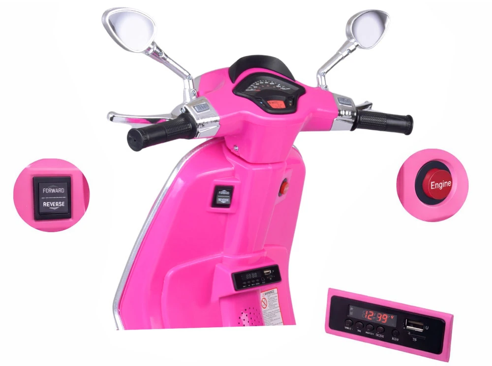 Jokomisiada VESPA electric scooter motor with battery for children melodies PA0344