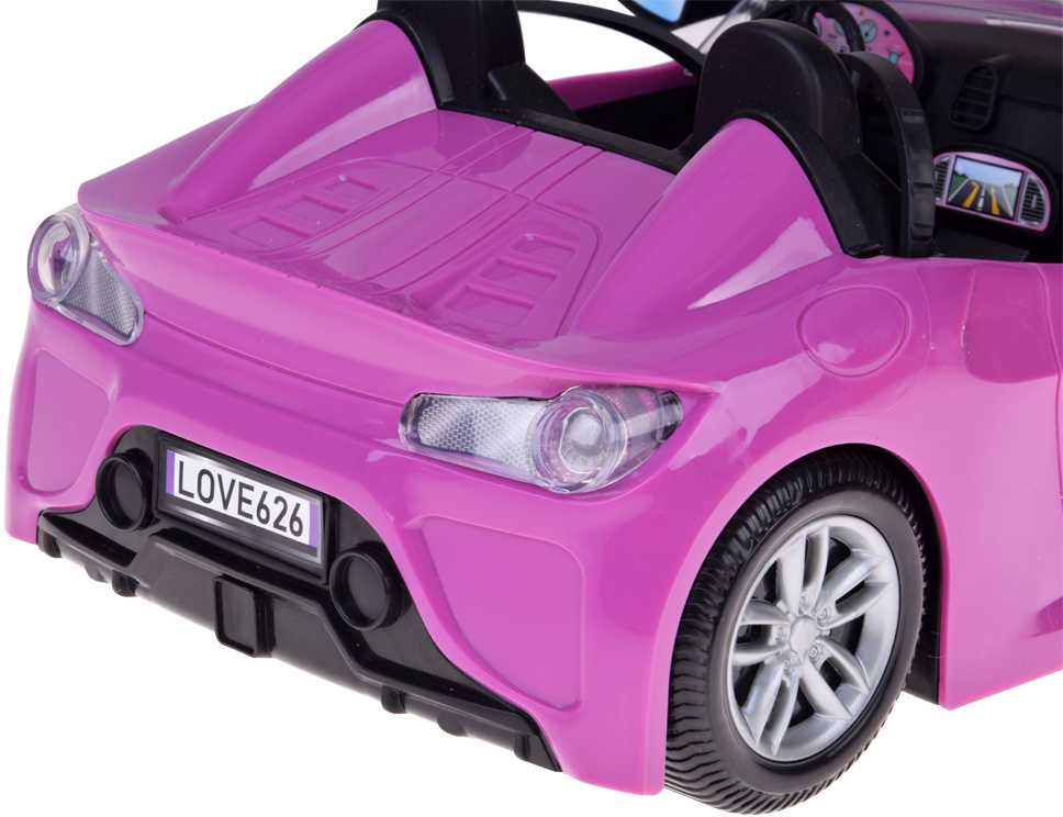 Jokomisiada Violetinis sportinis automobilis klasikinei kabrioleto lėlei dviem lėlėms