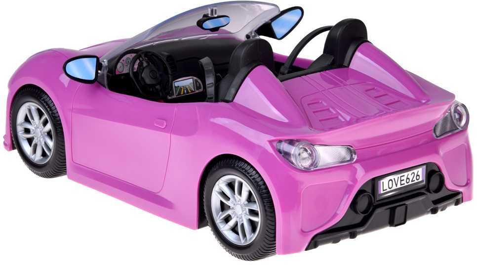 Jokomisiada Violetinis sportinis automobilis klasikinei kabrioleto lėlei dviem lėlėms