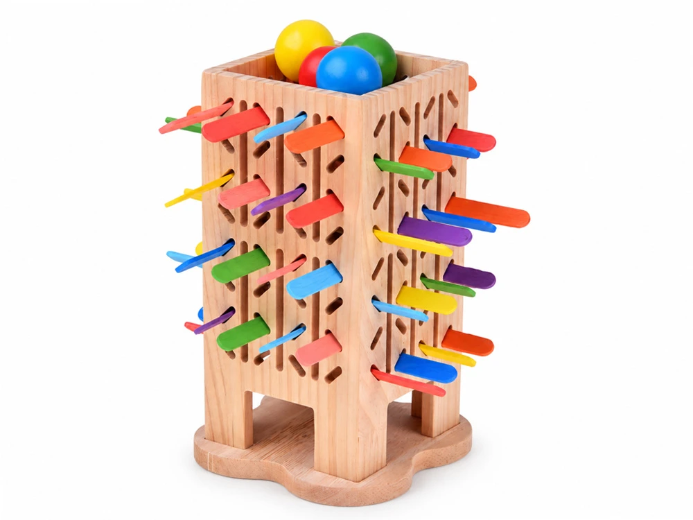 Jokomisiada Wooden 5-in-1 arcade game – tower, balls, sticks, worms ZA6569