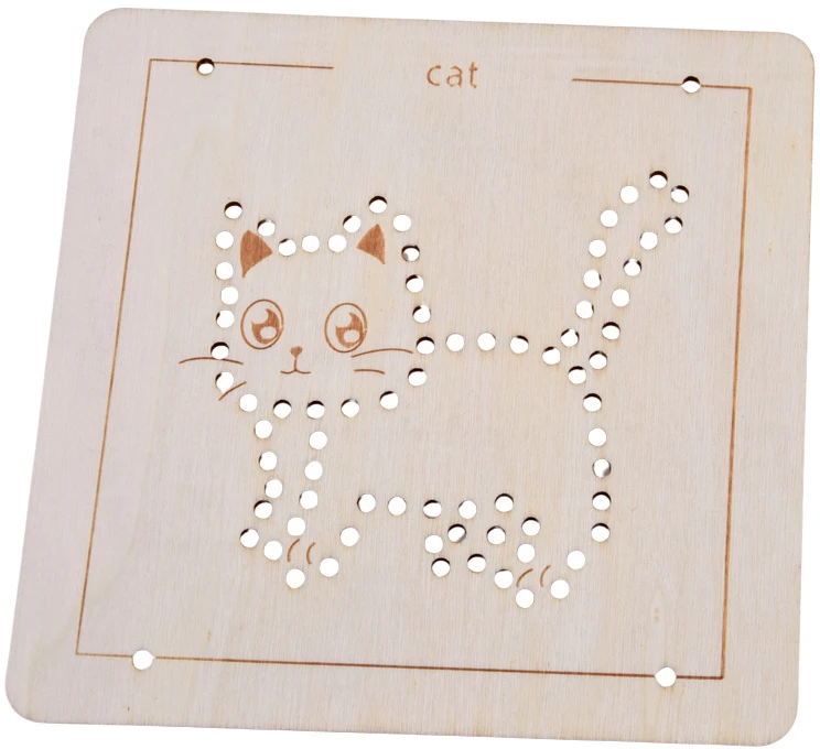 Jokomisiada Wooden Montessori Interlacing – Set of 4 Templates + Embroidery Thread ZA6543