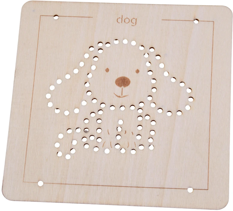 Jokomisiada Wooden Montessori Interlacing – Set of 4 Templates + Embroidery Thread ZA6543