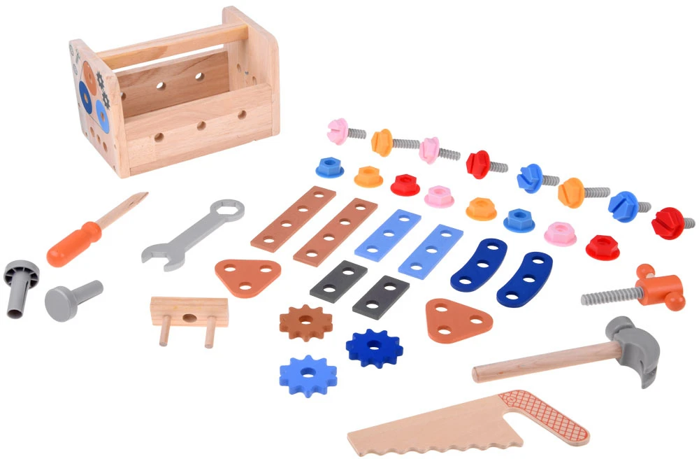 Jokomisiada Wooden Tool Box for Children Workshop Screws Hammer ZA6292