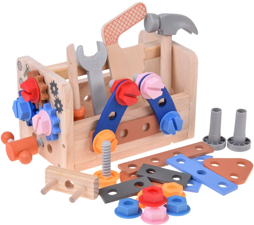 Jokomisiada Wooden Tool Box for Children Workshop Screws Hammer ZA6292