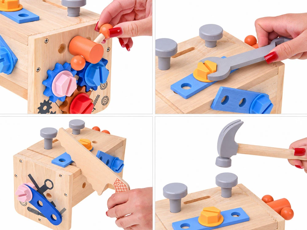 Jokomisiada Wooden Tool Box for Children Workshop Screws Hammer ZA6292