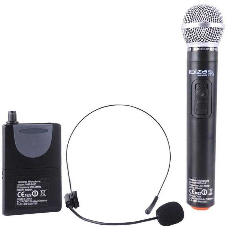 Ibiza Sound PORT12VHF-MKII NEŠIOJAMA GARSO SISTEMA SU AKUMULIATORIUMI + 2X VHF BELAIDŽIAI MIKROFONAI, USB/SD/AUX/BLUETOOTH, 12''/30CM