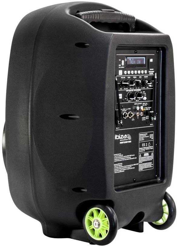 Ibiza Sound PORT12VHF-MKII NEŠIOJAMA GARSO SISTEMA SU AKUMULIATORIUMI + 2X VHF BELAIDŽIAI MIKROFONAI, USB/SD/AUX/BLUETOOTH, 12''/30CM