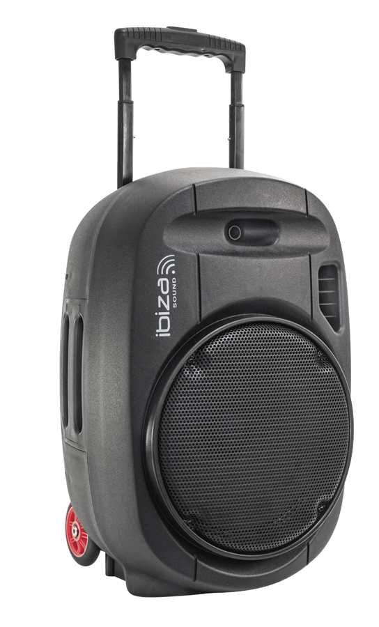 Ibiza Sound PORT15UHF-MKII NEŠIOJAMA GARSO SISTEMA SU AKUMULIATORIUMI + 2X UHF BELAIDŽIAI MIKROFONAI, USB/SD/AUX/BLUETOOTH, 15''/38CM