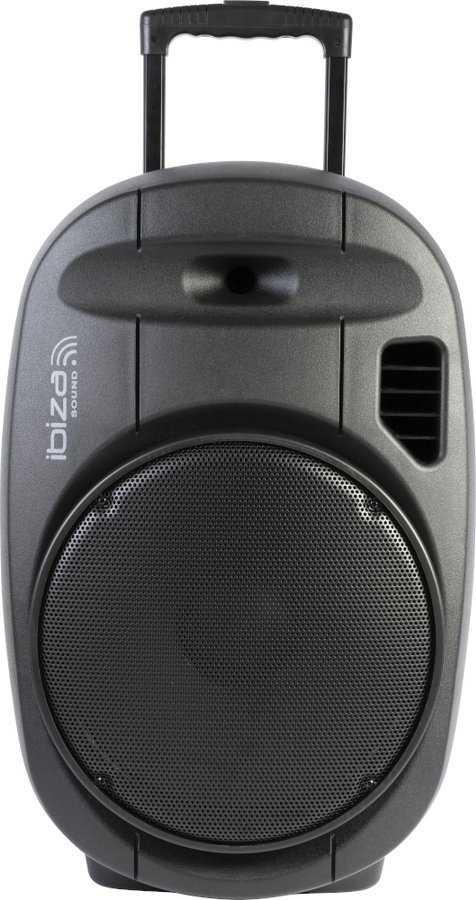 Ibiza Sound PORT15VHF-MKII NEŠIOJAMA GARSO SISTEMA SU AKUMULIATORIUMI + 2X VHF BELAIDŽIAI MIKROFONAI, USB/SD/AUX/BLUETOOTH, 15′′/38CM