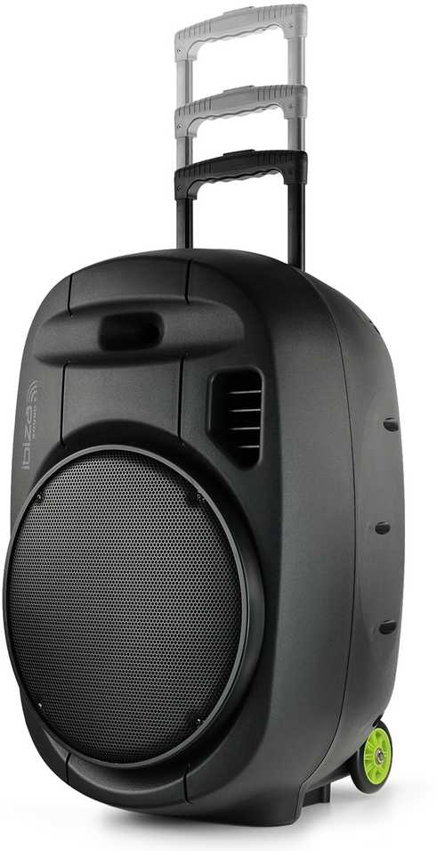 Ibiza Sound PORT15VHF-MKII NEŠIOJAMA GARSO SISTEMA SU AKUMULIATORIUMI + 2X VHF BELAIDŽIAI MIKROFONAI, USB/SD/AUX/BLUETOOTH, 15′′/38CM