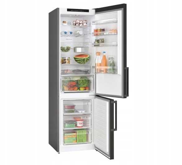 13565 Bosch KGN39VXBT Serija 4, Laisvai statomas šaldytuvas-šaldiklis su šaldiklio skyriumi apačioje, 203 x 60 cm, Juoda (Ekspozicinė prekė)