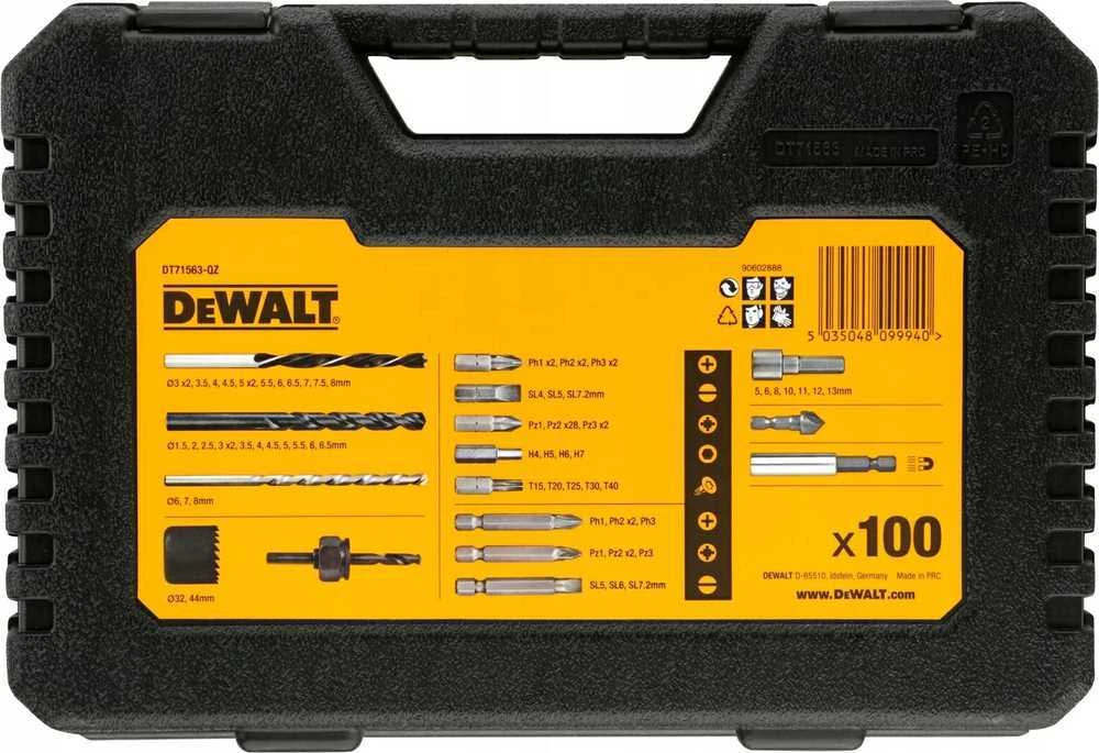DeWalt sukimo antgalių ir grąžtų rinkinys DT71563-QZ 100 vnt
