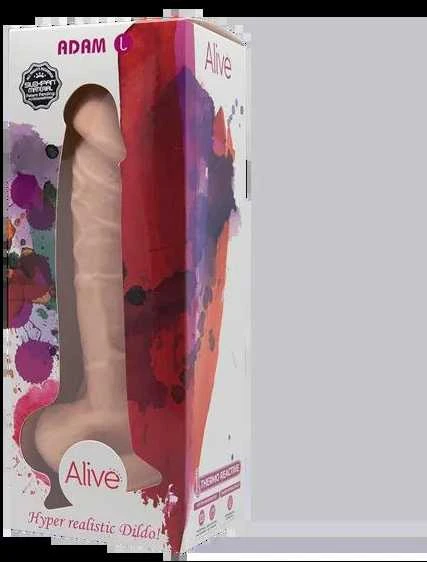Alive Gyvas, kūno spalvos didelis, gyslotas penis su siurbtuku 21,5 cm