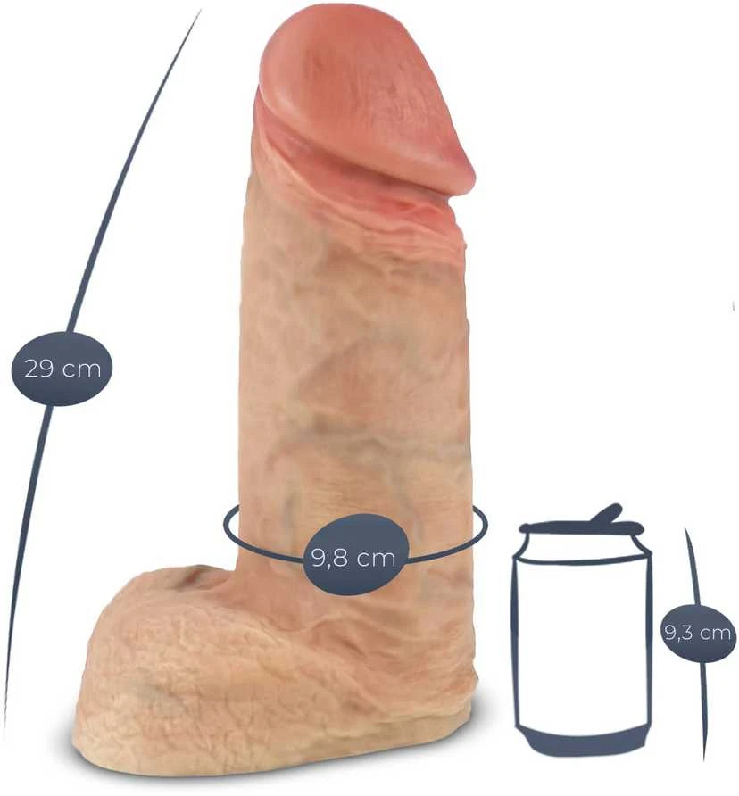29 cm aukščiausios kokybės tikros odos dildo, modelis 1 (11"), minkštas, Silexd