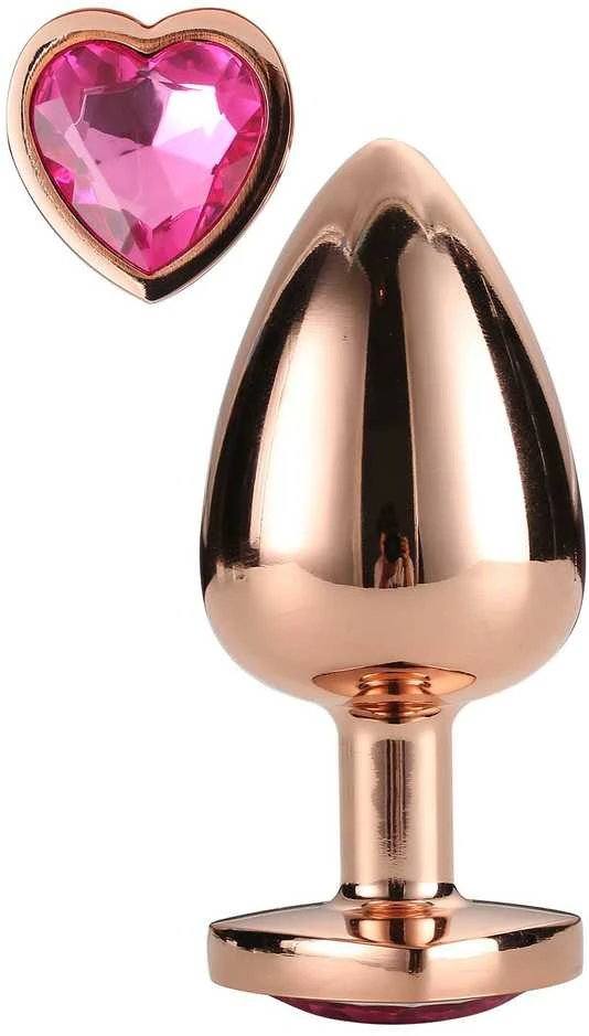 Rose gold metalinis kištukas su rožine širdute