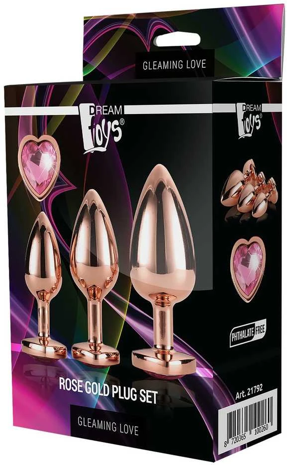 Dreamtoys Žėrintis meilės rožinio aukso kištukų rinkinys