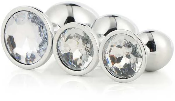 Dream Toys Gleaming Love Sidabrinis Plug Set korek analny 3 vnt..