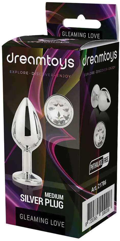 Dream Toys GLEAMING LOVE Sidabrinis PLUG MEDŽIAGA