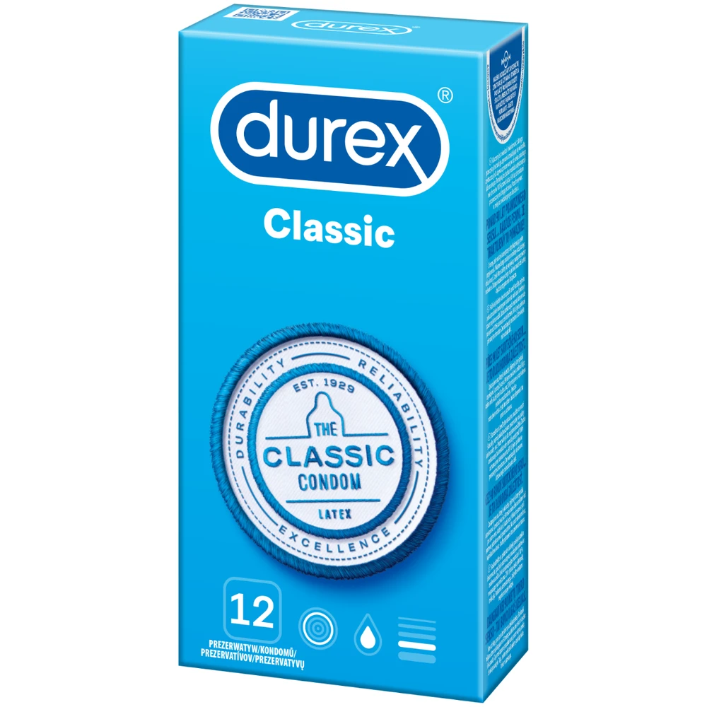 Durex Classic Prezervatyvai, 12 vnt.