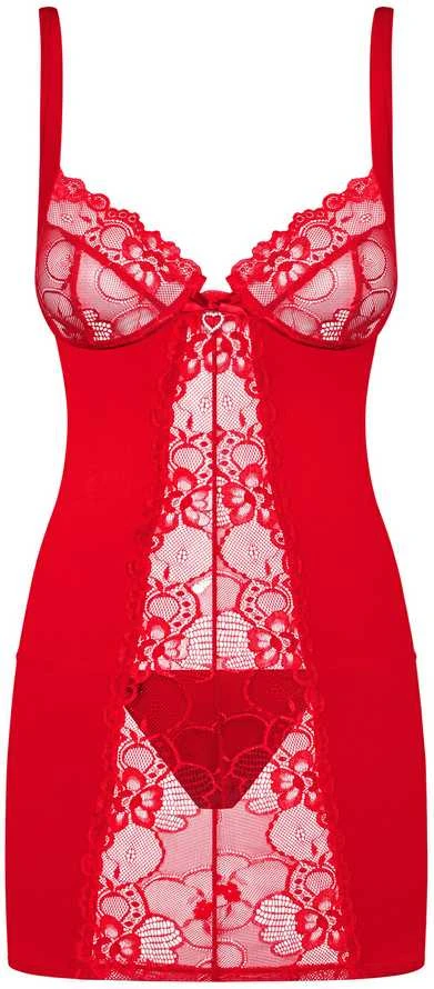 Obsessive – Heartina chemise ir stringai raudoni L/XL