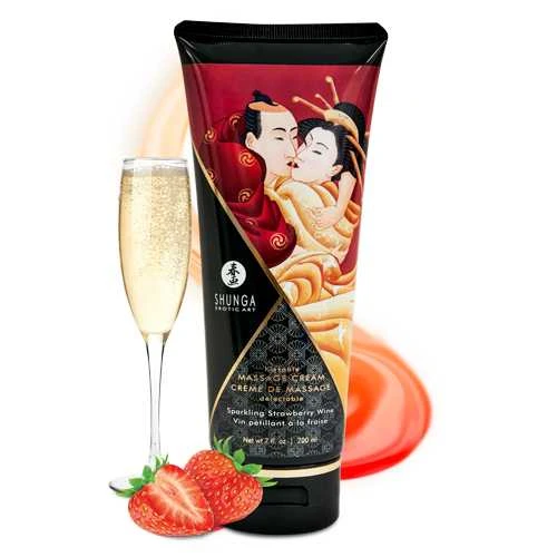 CREAM Shunga - Massage Kreminis Strawberry 200 ml