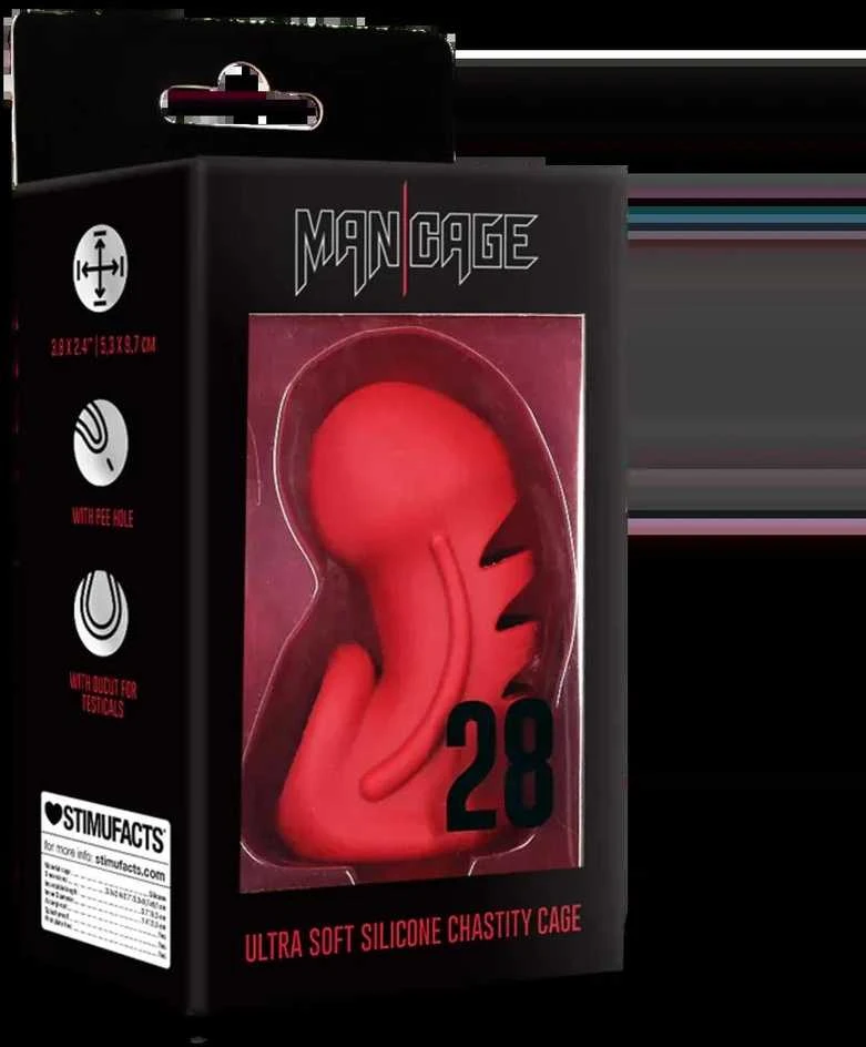 Mancage By Shots 28 modelis - Ultra Soft Silicone Chastity Cage - Raudona
