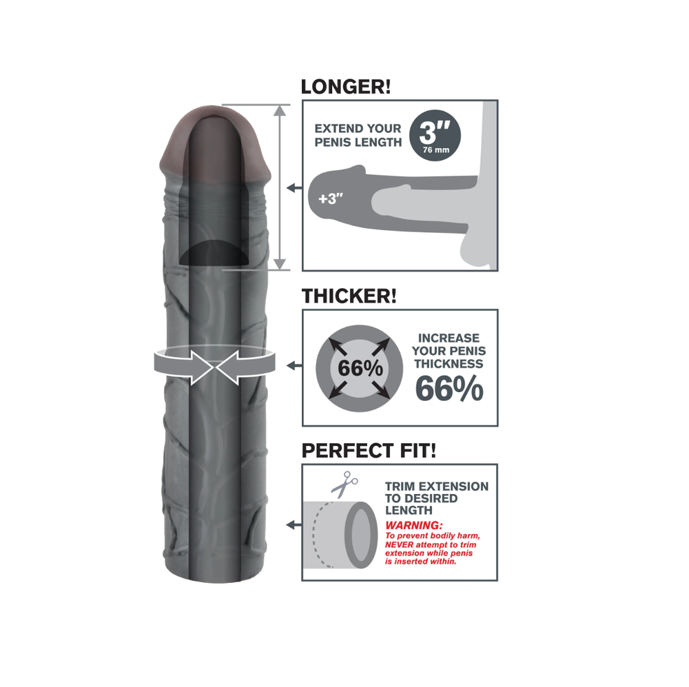 Pipedream Dark FXT Mega 3" tamsus prailginimas
