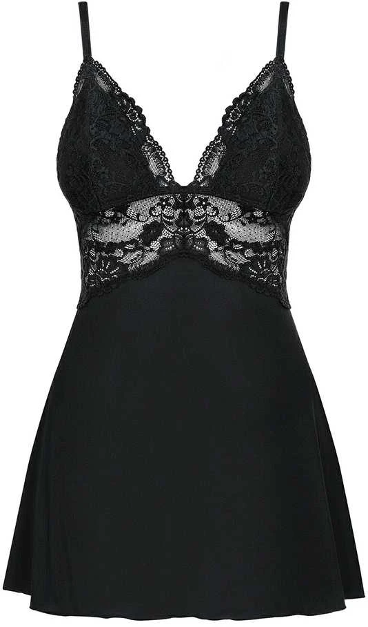 Obsessive - 810-BAB-1 babydoll & stringai juodas L/XL