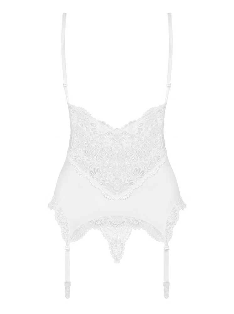 Obsessive - 810-COR-2 korsetas ir stringai baltas S/M