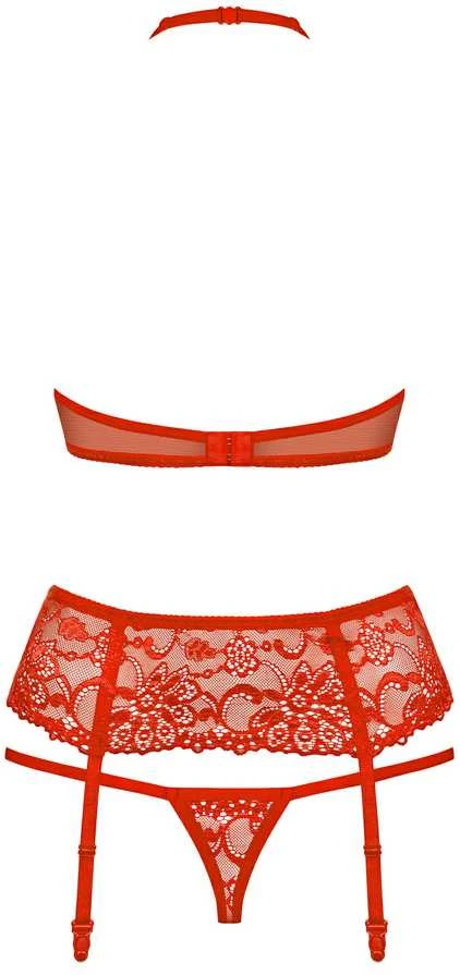 Obsessive - 838-SEG-3 Set 3 pcs Raudona S/M 3 dalių apatinių komplektas