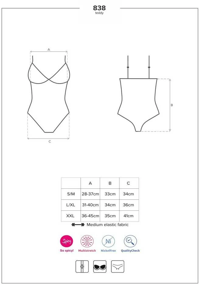 Obsessive - 838-TED-1 Teddy Open Crotch Juodas S/M