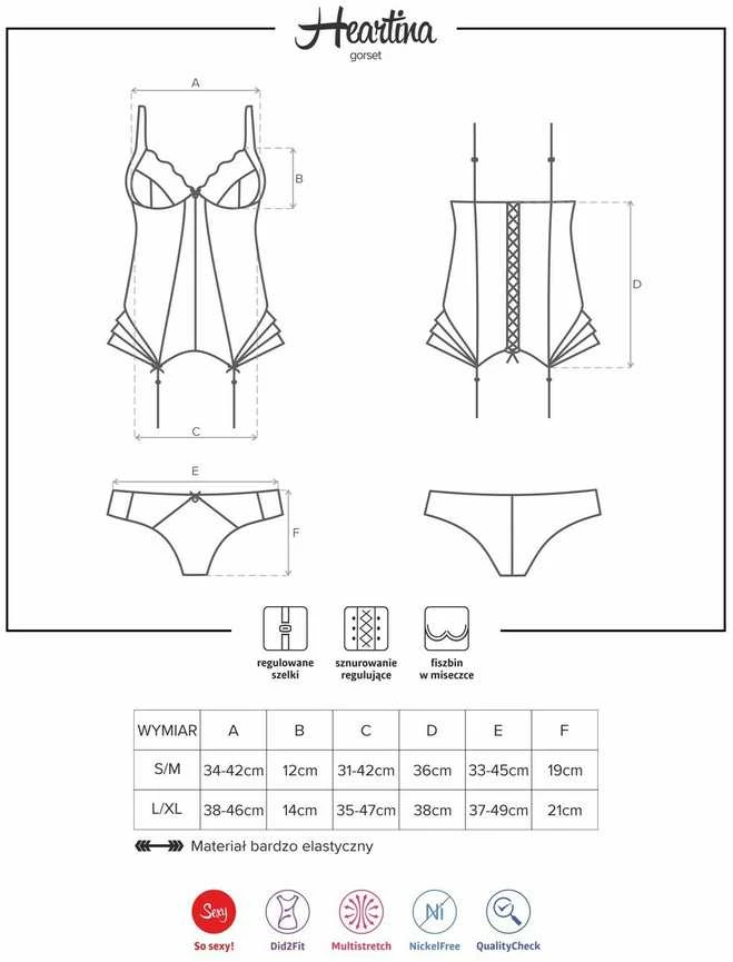 Obsessive - Heartina Corset & Thong Juodas S/M