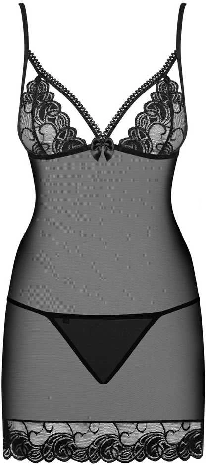 Obsessive - Wonderia chemise & thong juodas S/M
