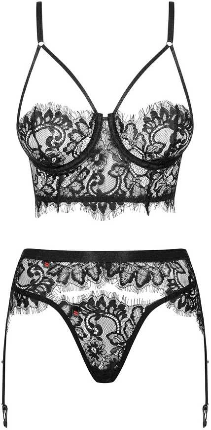 Obsessive - Lashy Set L/XL 3 dalių apatinių komplektas