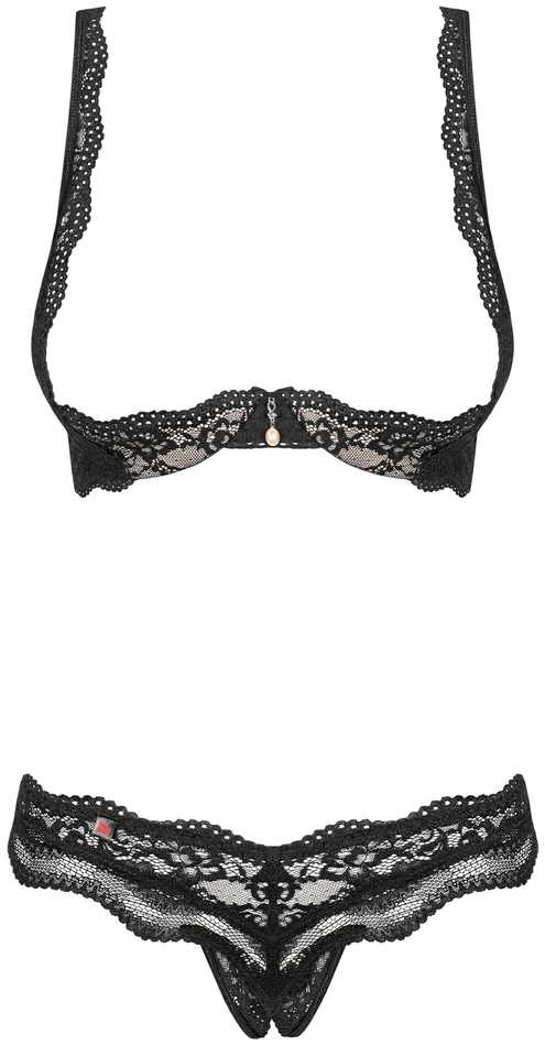 Obsessive - Luvae cupless set S/M seksualus liemenėlės ir kelnaičių komplektas